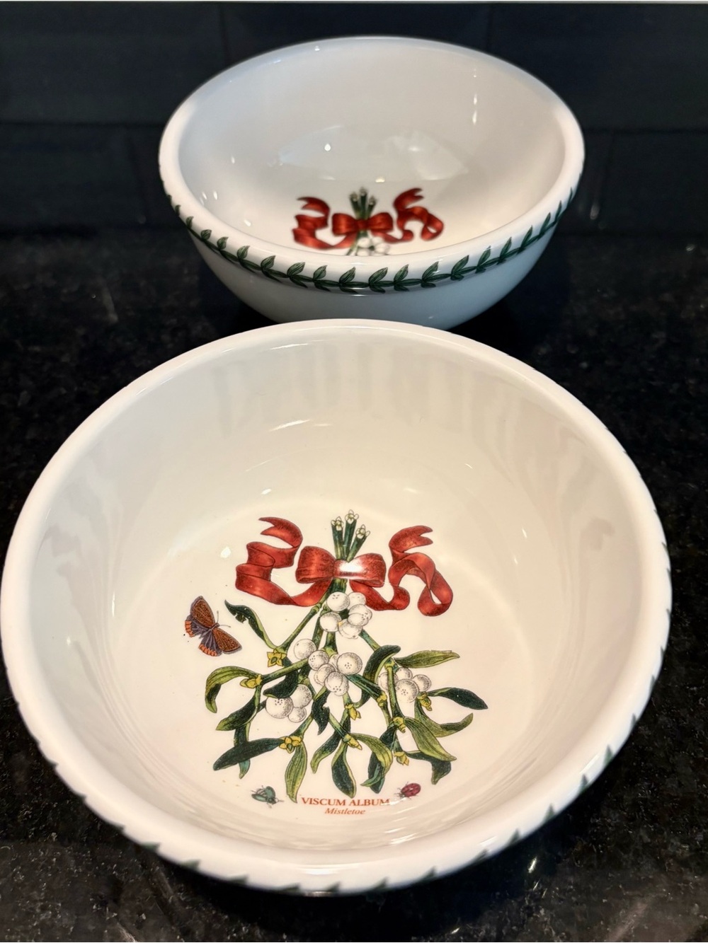 Portmeirion Mistletoe dessert/ salad Bowls Set of 2 Retired and Rare!